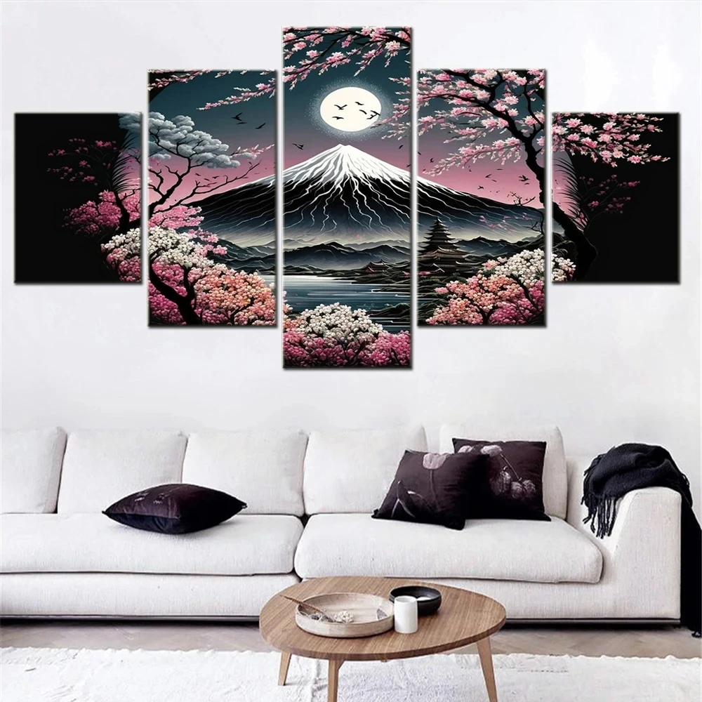 Japanese Cherry Blossoms Mount Fuji Diamond Painting New 2024 Scenery Full Diamond Art Mosaic Landscape For Living Room Decor