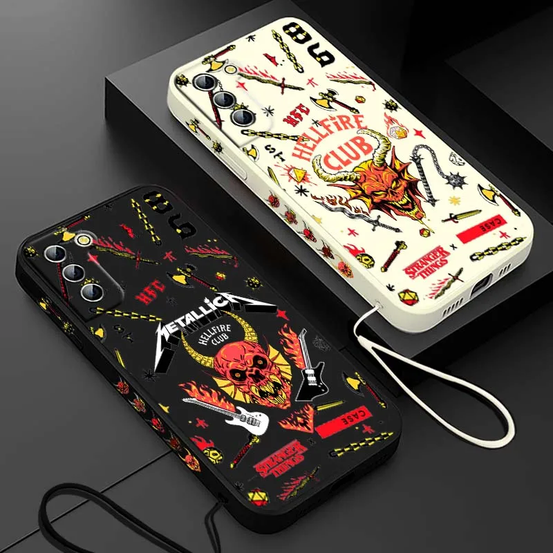 Stranger Things Red Hell Demon For Samsung Galaxy S26 S25 S24 S23 S22 S21 S20 Ultra FE Plus Liquid Left Rope Phone Case Cover