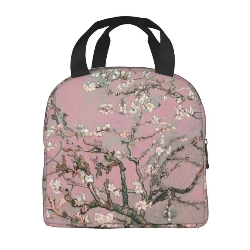 Custom Almond Blossoms By Vincent Van Gogh Lunch Bag Blossoming Almond Tree Cooler Thermal Insulated Lunch Box for Children