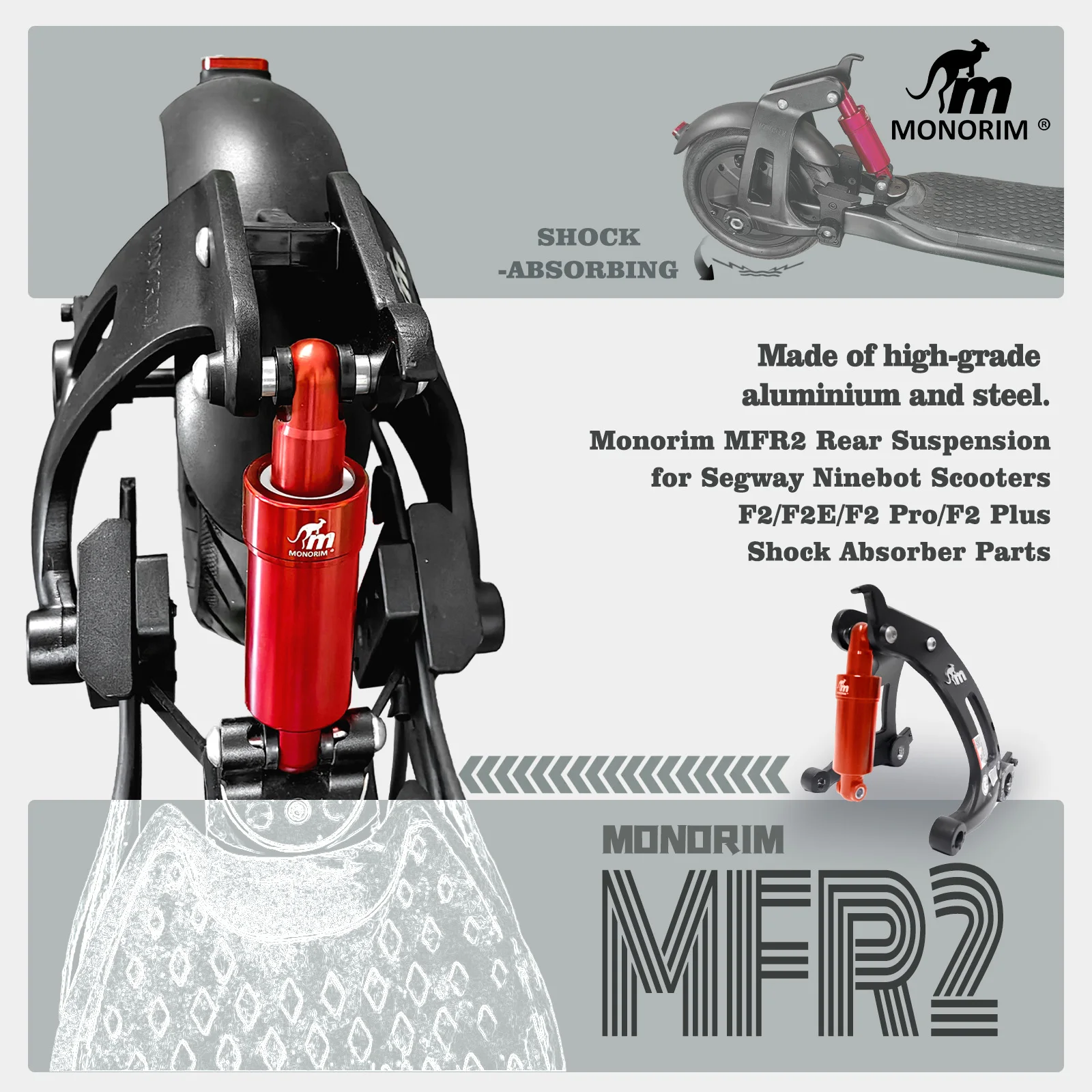 Monorim MFR2 2024 Front Suspension Kit for Segway Scooter F2/F2E/F2PRO/F2Plus Shock Sbsorber Accessories