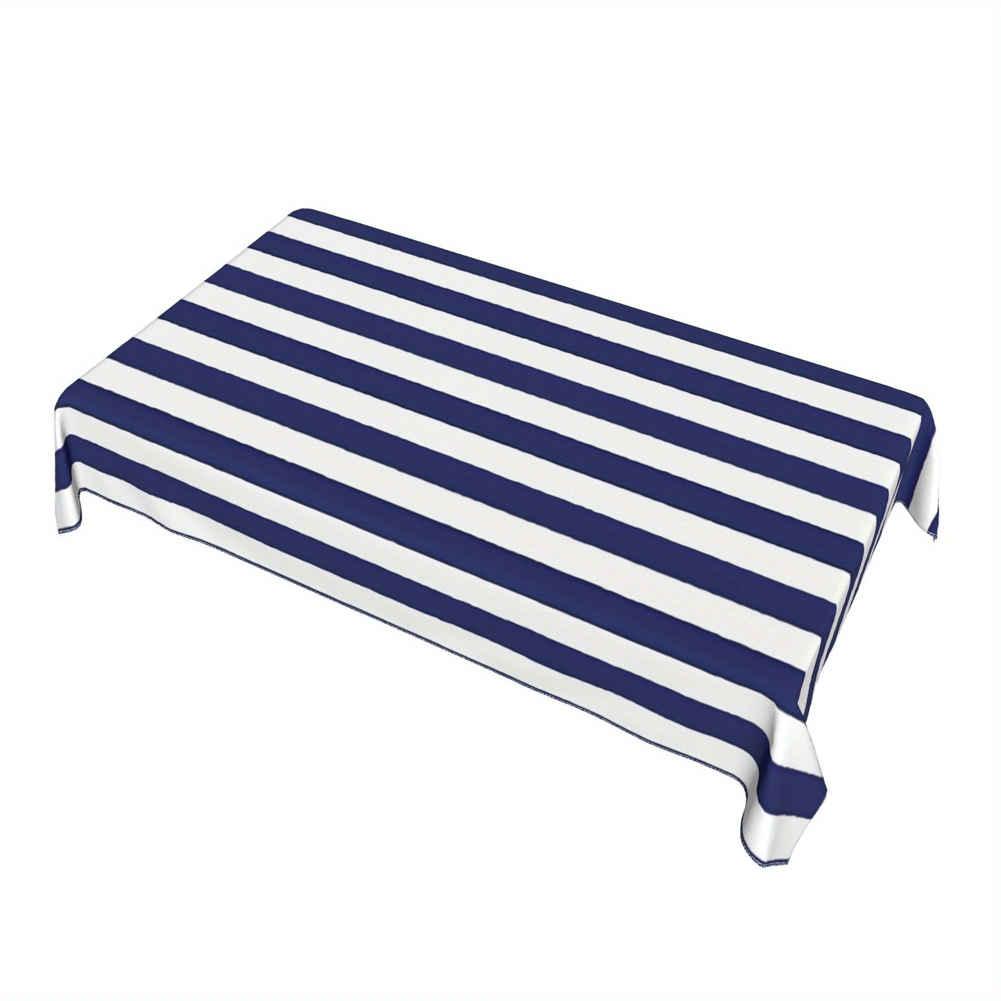 Tablecloth 1 piece - A soft and fashionable navy blue and white striped country-style tablecloth.ZYC