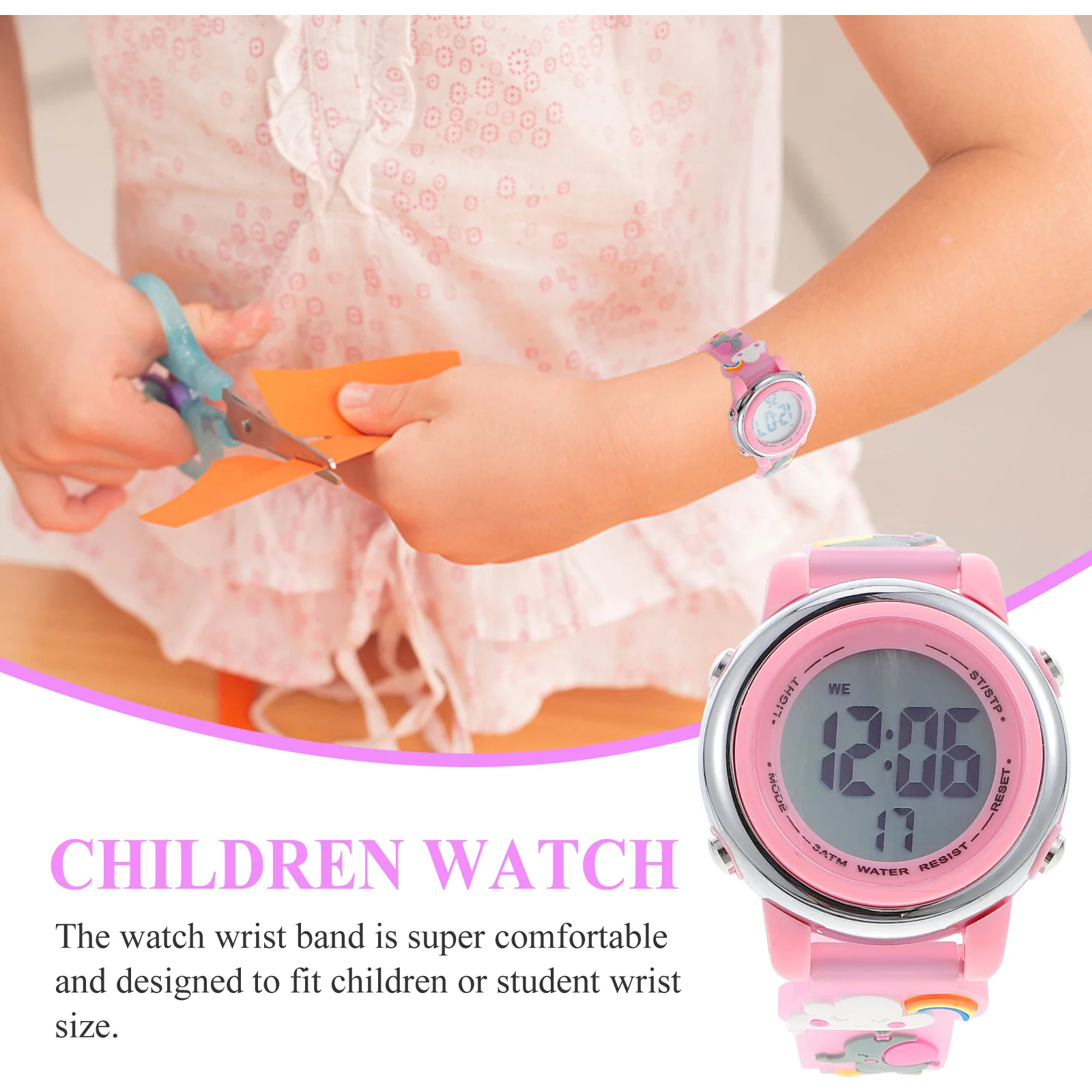 Waterproof Digital Watch Cartoon Strap Design 30M Water Resistant Alarm Clock Function Bright Comfortable Style for