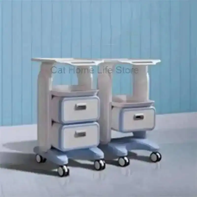 

Furniture Beauty Trolley Professional Salon Cosmetic With Sockets Aesthetic Auxiliary Trolleys Offer Pink Folding Organizers Bar