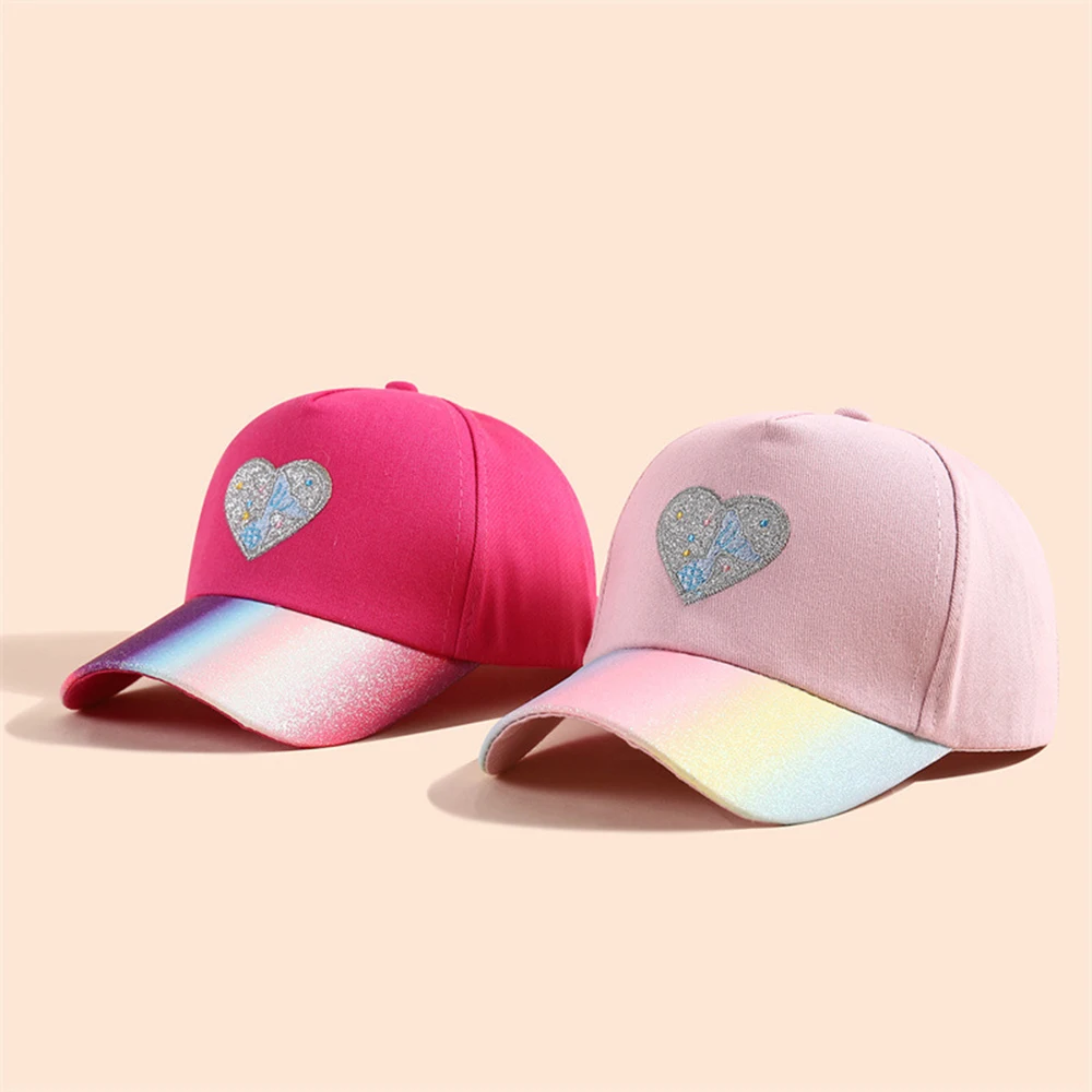 Child Love Heart Baseball Caps Embroidery Visor Hats Casual Baby Sun Hat Versatile Snapback Cap For Kids 3-10 Years