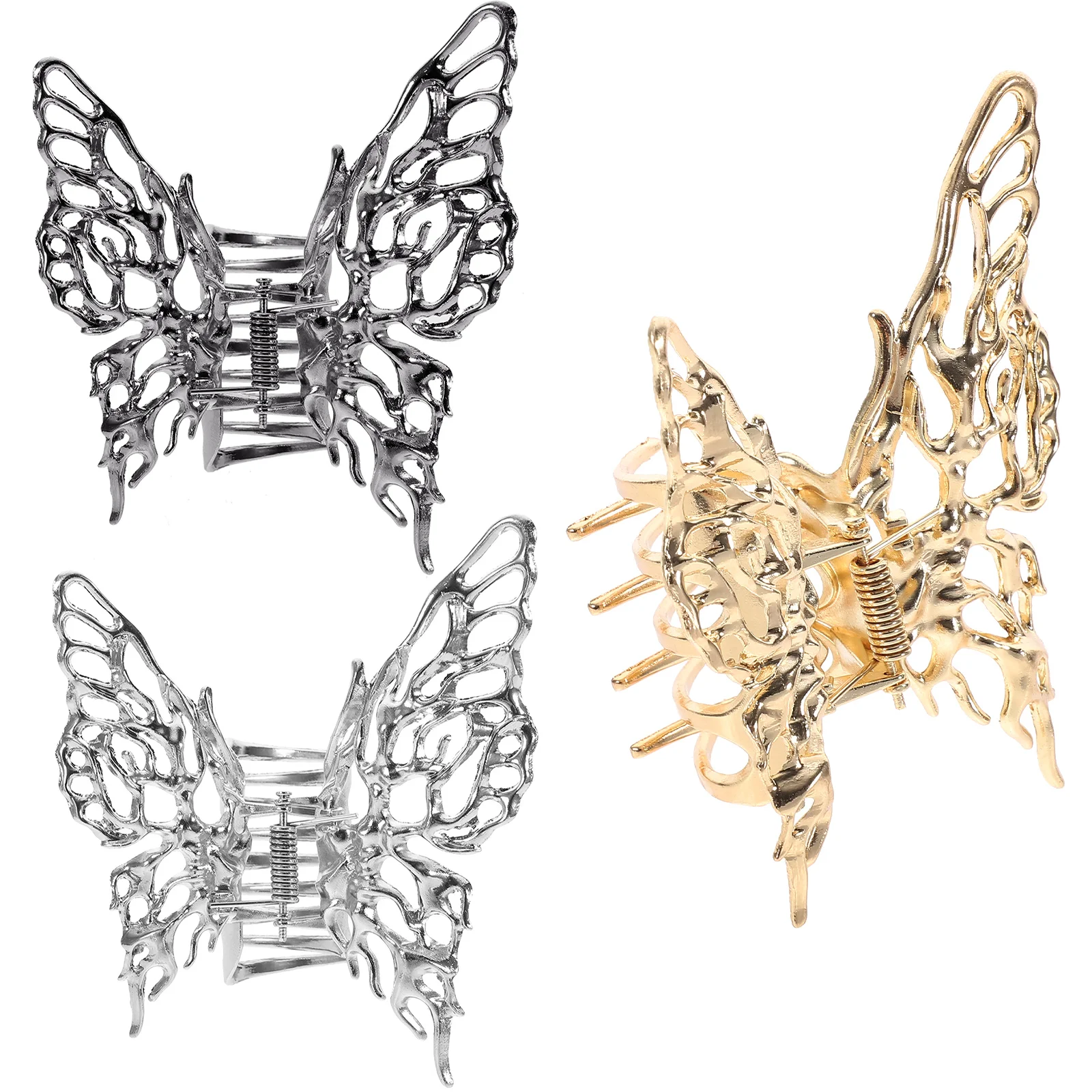

3 pcs Large Shark Hair Clips Claw Clips for Thin Long Hair Back of Head GunBlack Silver Gold Comfortable Practical HairClaws