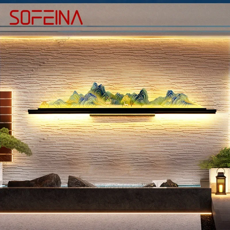 

SOFEINA электрическая уличная настенная лампа, креативный пейзаж, водонепроницаемая фреска, двор, стена, сад, украшение для причастия, живопись
