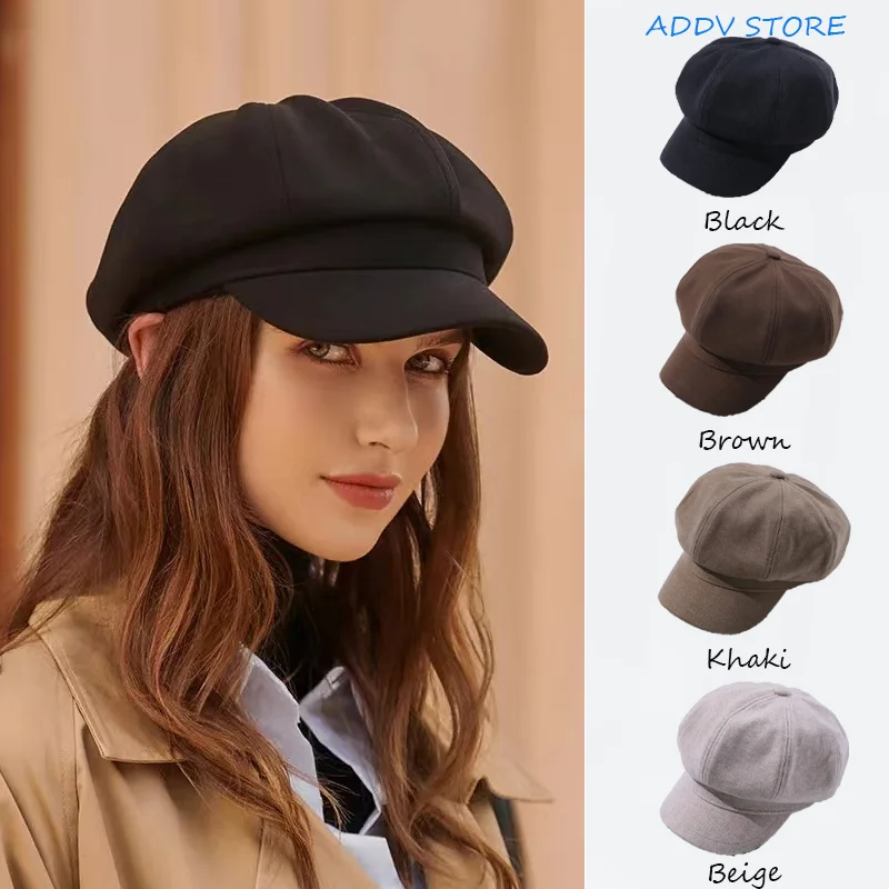 

Wholesale Pure Color Beret Hat for Women, Warm Autumn and Winter Fashion Eight-Point Cap and All-Match Duck Tongue Cap