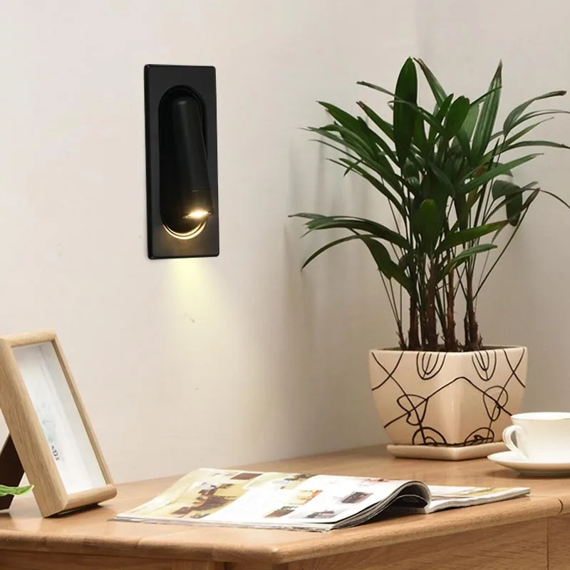 Modern wall lamp bedroom living room magnetic control bedside reading lamp adjustable angle simple club embedded wall lamp