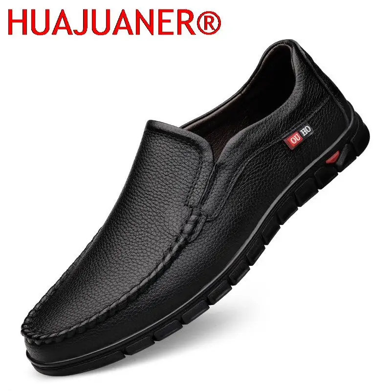 

Men's Loafers Slip On Boat Shoes Leather Casual Shoes Men Lightweight Walking Driving Footwear Formal Office Male Outdoor Flats