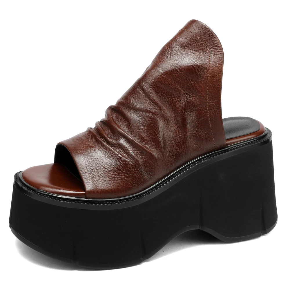 

2024 лето новинки;женские босоножки без задника; женское сабо из натуральной кожи;женская танкетка обувь летняя;мюли на высоком каблуке;чёрные коричневые