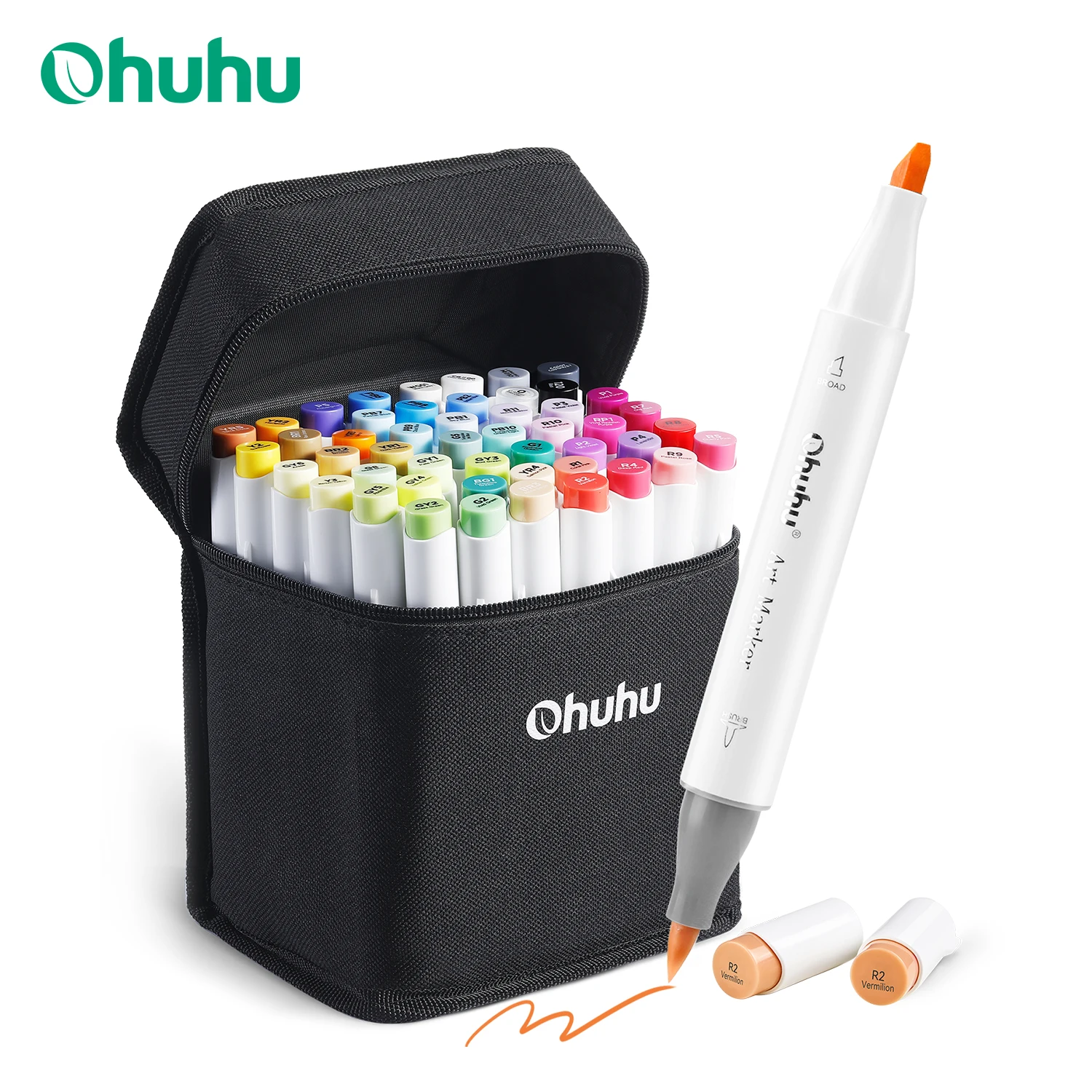 Ohuhu Honolulu 48 Colors Marker Pen Set Alcohol Art Markers Refillable Dual Tips Sketching Drawing Manga School Art Supplies