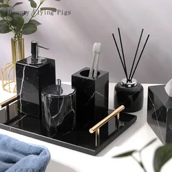 Natural Marble bathroom wash basin tray lotion bottle wash suit combination bathroom accessories set Soap dish tissue box
