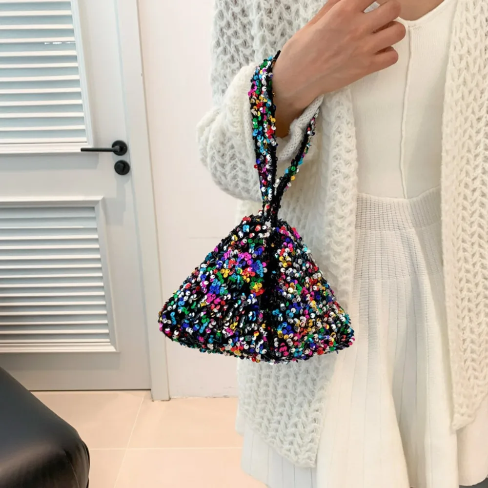 Solid Color Sequins Crossbody Bag Fashion Korean Style INS Evening Clutch Bag Handbag Underarm Bag Sequins Shoulder Bag Female