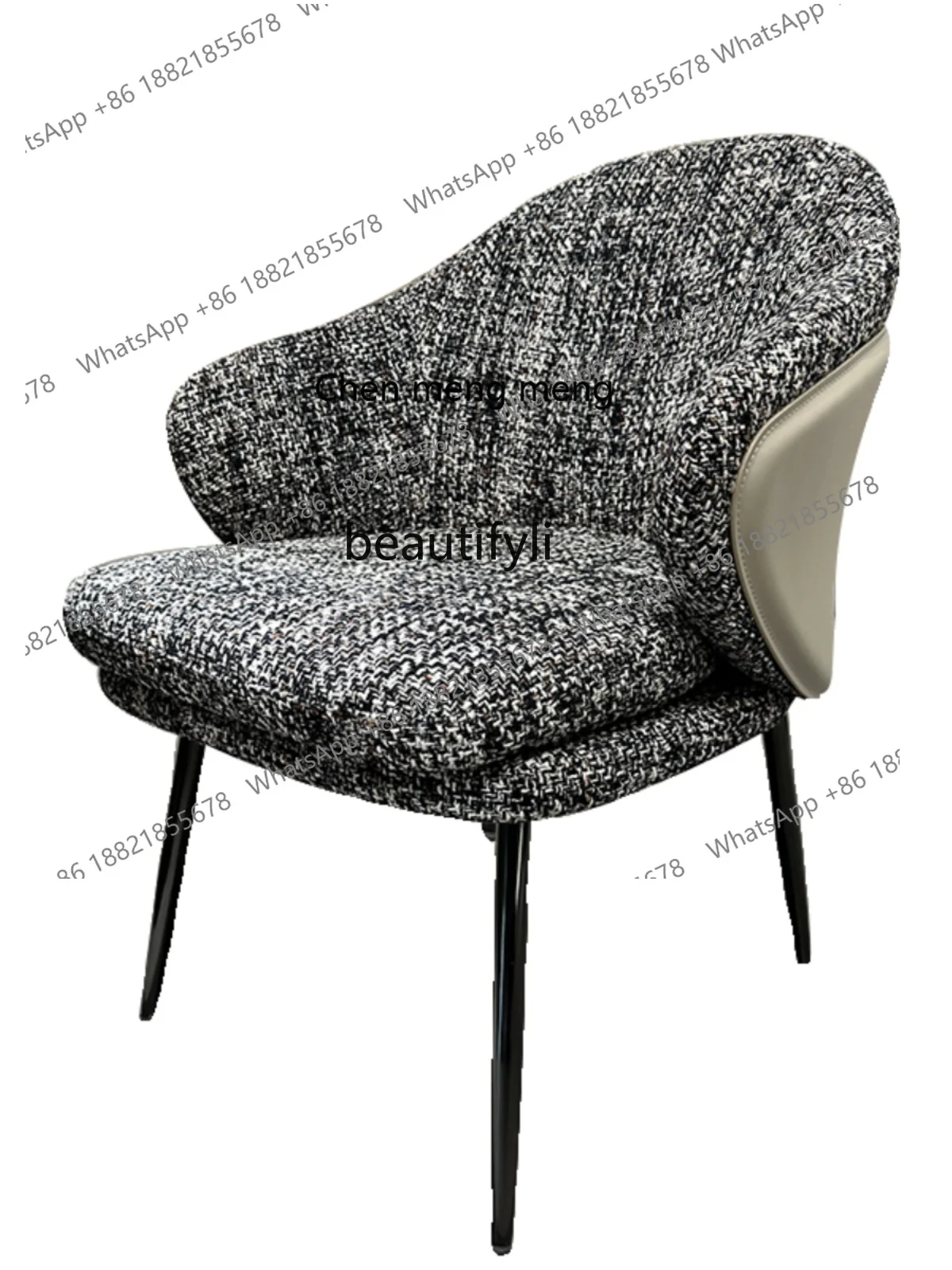 

Chair Dining Chair Home Leisure Coffee Chair Armrest Diablement Fort Stainless Steel Black Titanium Italian Minimalist Design