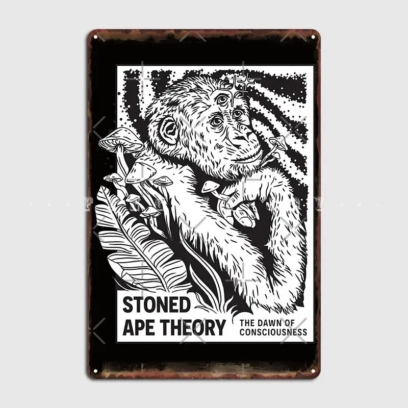 Stoned Ape Theorys Psychedelic Magic Mushroom Terence Mckenna Metal Sign Wall Cave Cinema Design Poster Tin Sign Posters