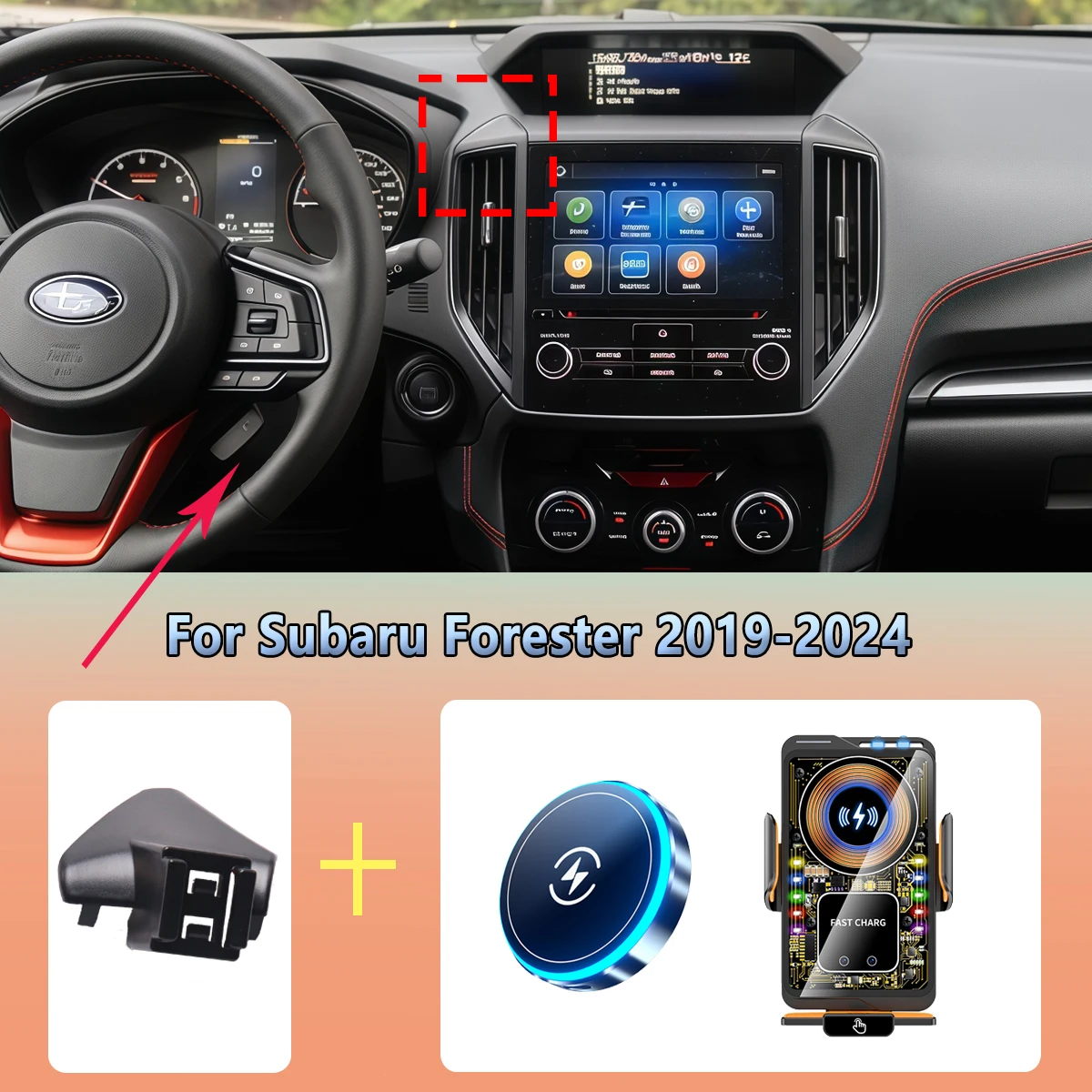 Car Phone Holder For Subaru Forester 2019-2021 2022 2023 2024 Wireless Charger Car Phone Magnetic Mount For MagSafe Accessories