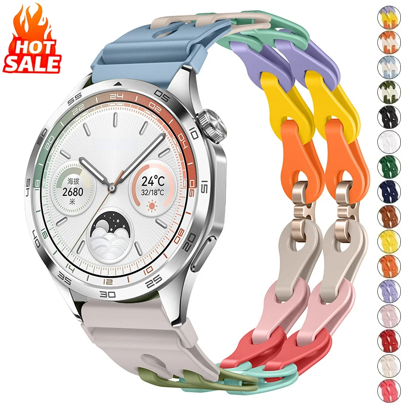 

20mm 22mm Silicone Chain Strap for Huawei Watch GT6 6Pro GT5 5Pro GT4 46mm Bracelet for Samsung Galaxy 7 6 5 4 Classic 5Pro Band