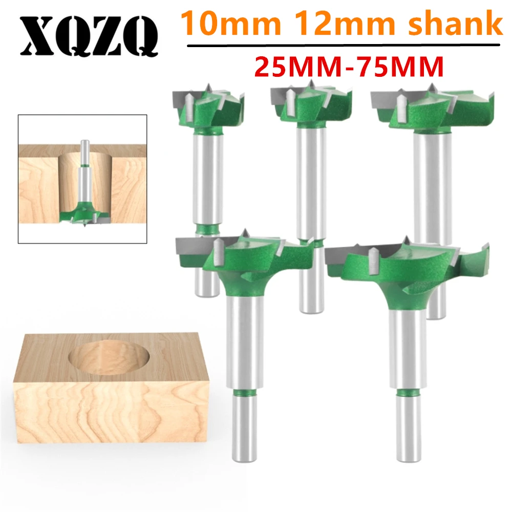 

10mm 12mm Shank Hinge Boring Bit Forstner Drill Three Carbide Router Cutter Woodworking Milling for Wood Tools