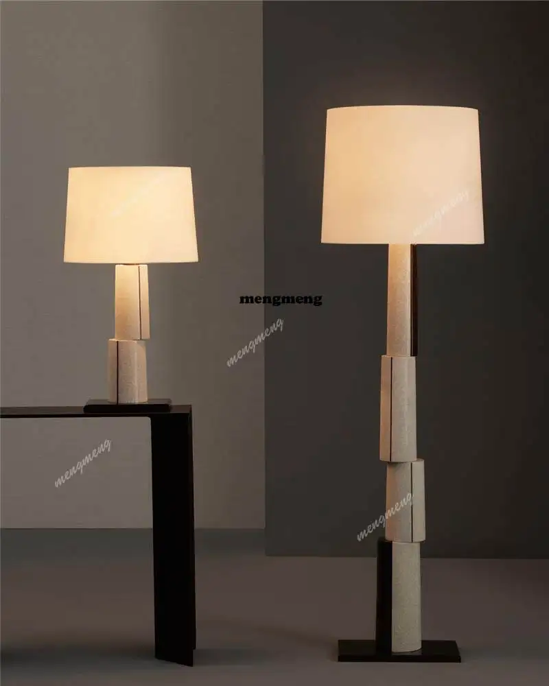 Handmade leather stacking living room floor lamp simple retro bedroom study hotel model room sales villa desk lamp