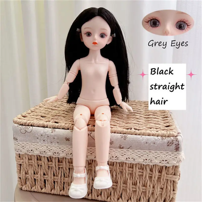 30cm 1/6 BJD Doll Nude Haploid Multiple Removable Joints 3D Grey Green Purple Blue Attractive Eyes Doll Girls Birthday Gift Toy