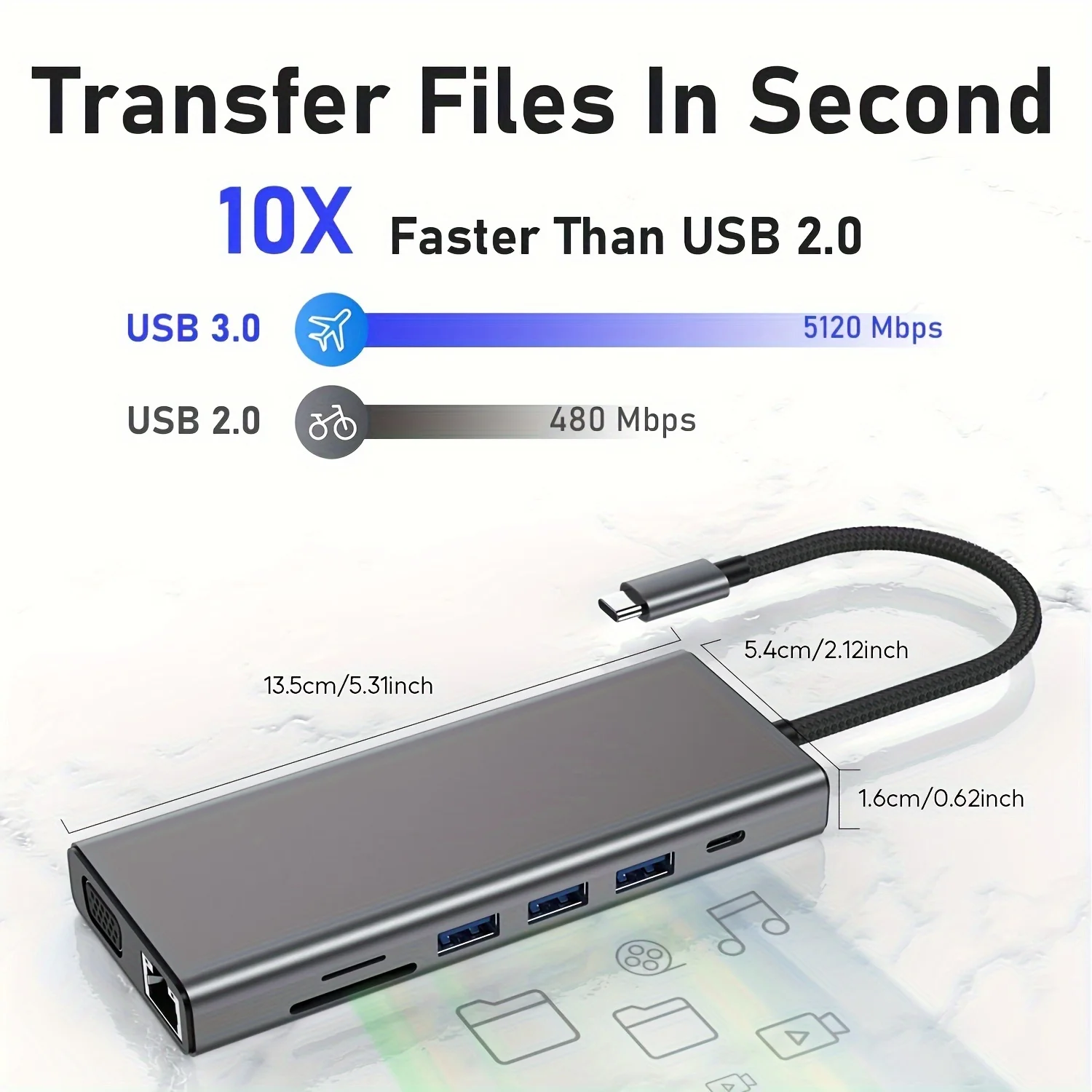 PULWTOP 14 in 1 Laptop Docking Station, Hub USB-C Multiport Adapter Dongle dengan Dual HDMI, VGA, PD, Ethernet, SD/TF, Port USB C, Audio