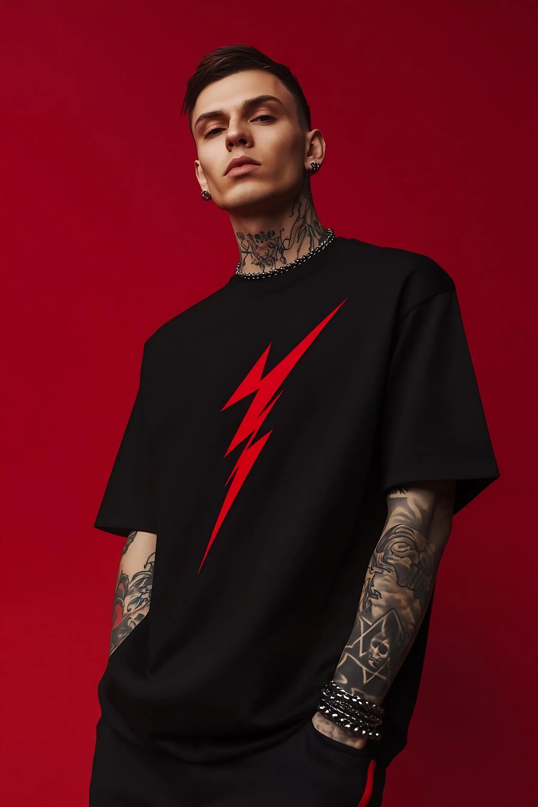 

Summer American Street Niche Printed Rock Short-sleeved T-shirt Y2K Men's Loose and Versatile Top