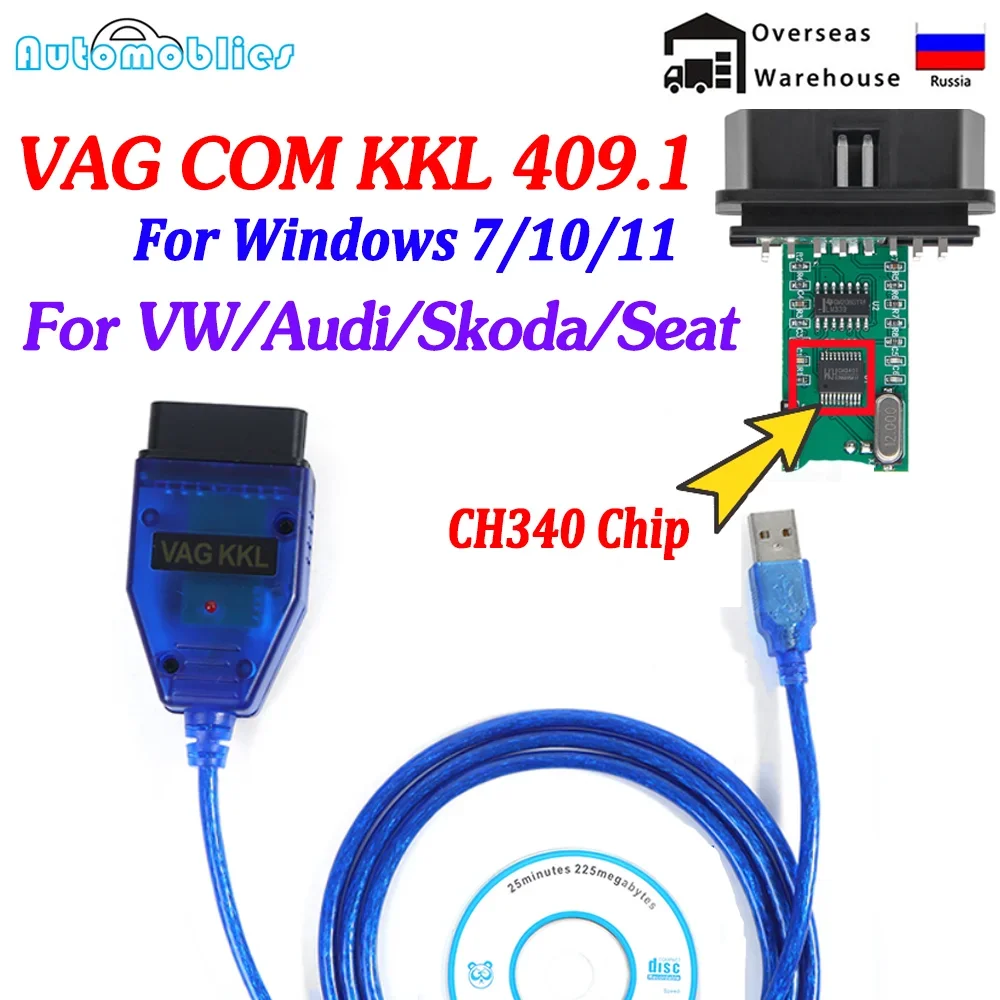 VAG KKL 409,1 OBD Автомобильный диагностический инструмент с чипом CH340 KKL 409 интерфейсный кабель для VW/AUDI/Skoda/сидений