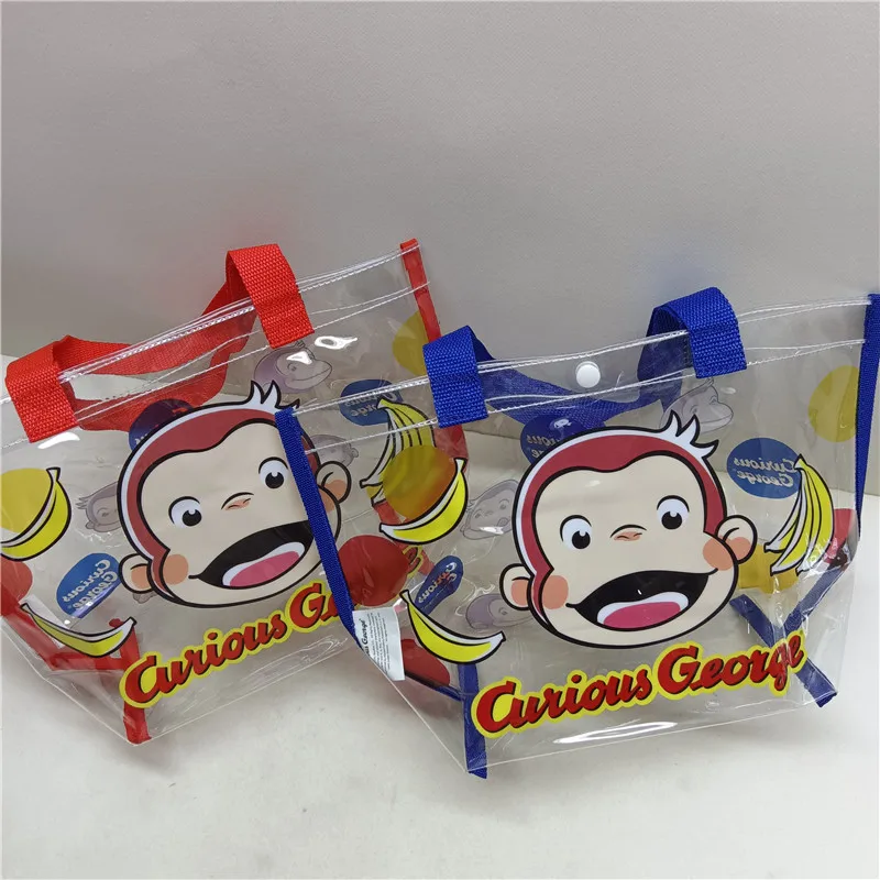 New Cute Anime Curious George Monkey Children PVC Handbags Luxury bag Swimming Beach Bags For Woman