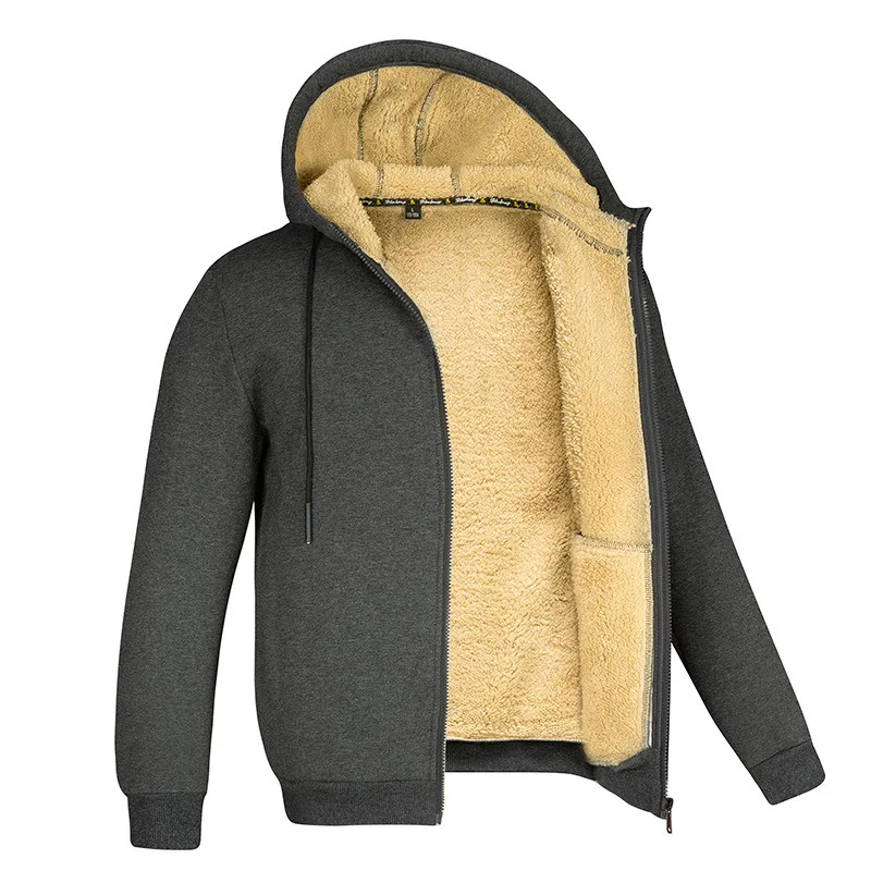 

Зимние пальто из овечьей шерсти, утепленные куртки, толстовки на молнии с длинными рукавами, повседневное спортивное флисовое черное пальто с капюшоном, мужская и женская куртка