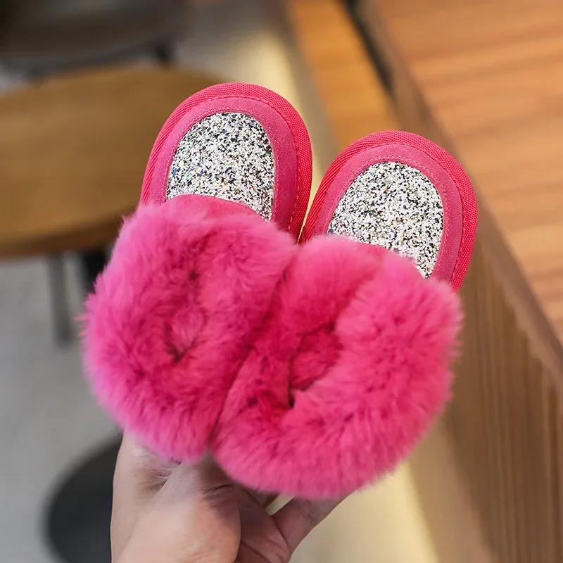 Baby Girl Boots Toddler Snow Boots Winter Warm Plush Kids Cotton Shoes Non-slip Outdoor Shoes SOH028