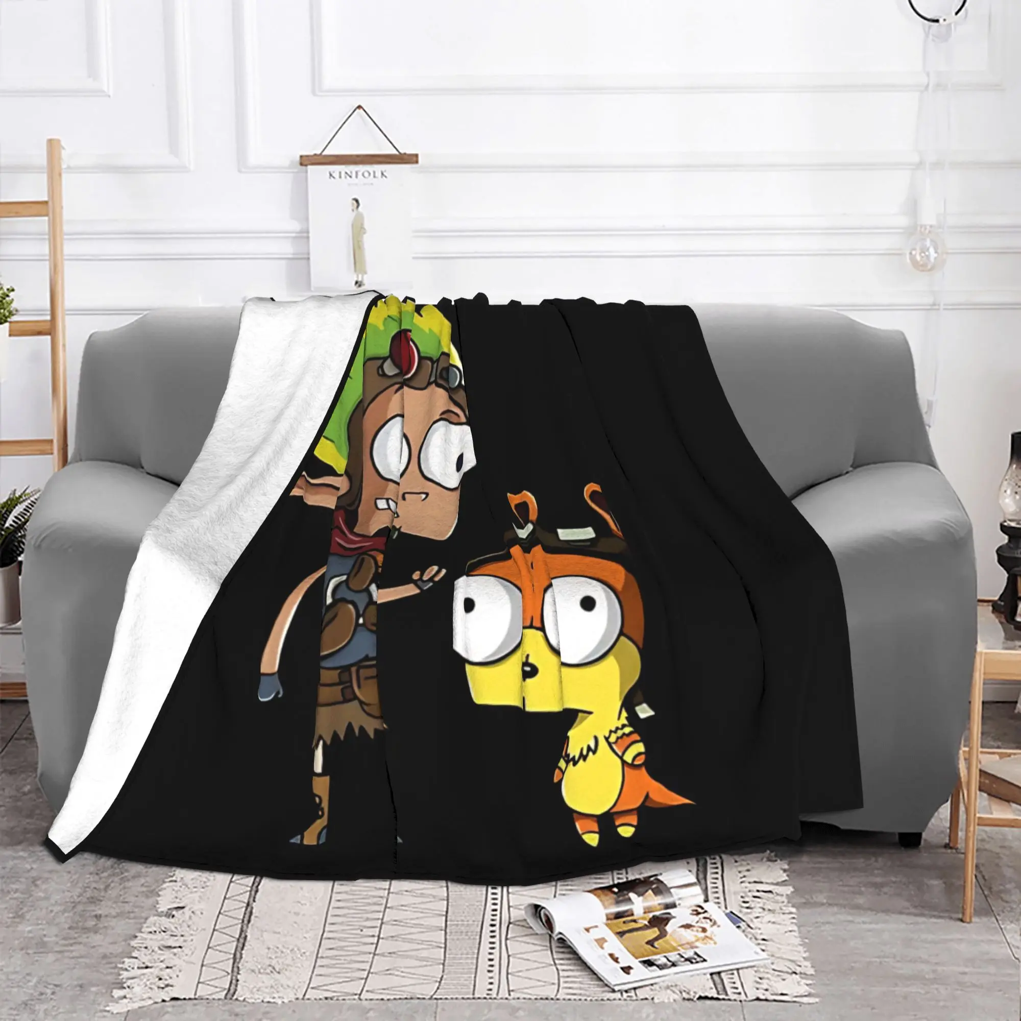1PC Home Cutecore dark retro  Invader Zim Blanket Super Cosy Plush Home Living Room Sofa Halloween