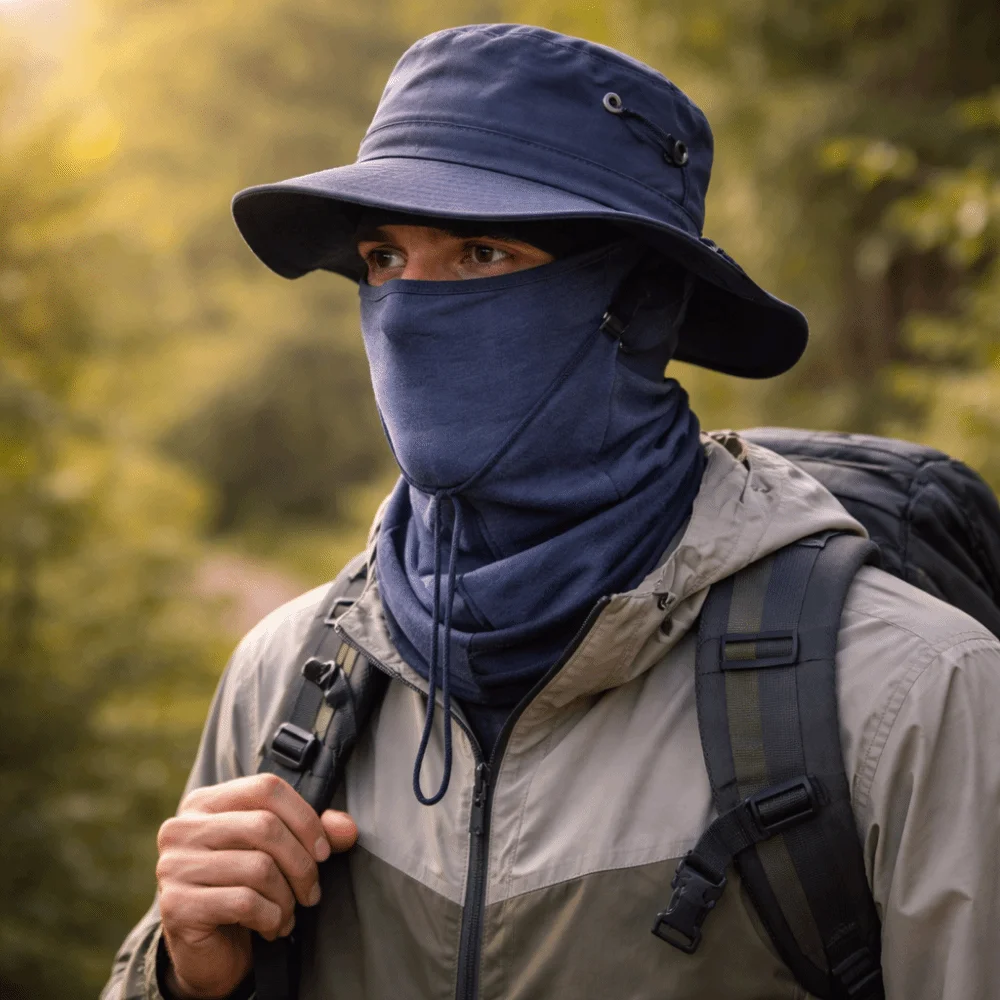 

Sunscreen Cap Quick Dry Men Sun Hat Breathable Sun UV Protection Full Face Mask Wide Brimmed Foldable Fishing Cap Summer Outdoor