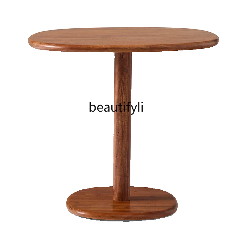 

Medieval all-solid wood round table wabi style retro round dining table Nordic simple household coffee table