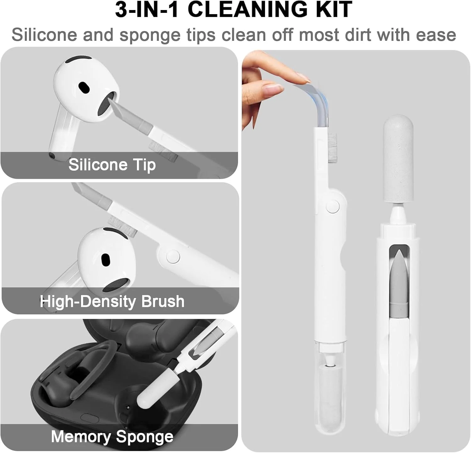 KUTOU 5 Pairs Beats Powerbeats Pro 2 Earbuds with Cleaner Kit Soft Silicone Earbuds Eartips for Beats Fit Pro, Studio Buds