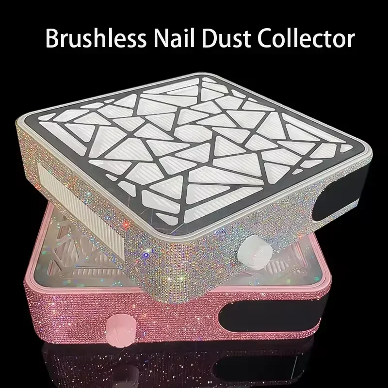 Diamond Nail Dust Collector Big Suction Brushless Motor Rechargeable Portable Strong Nail Dust Collector With Rhinestone