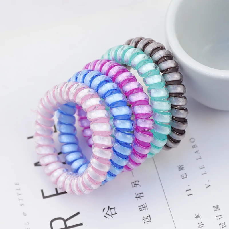 5pcs/set Women Luminous Telephone Line Hairring Hair Accessories Solid Color Headwear Girl Fresh Scrunchie Hot Sale Headdress