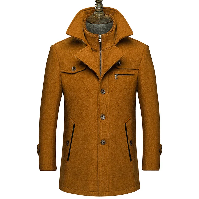 

Кардиган на молнии, шерстяная мужская смешанная куртка, воротник-стойка, длинный рукав, однобортная верхняя одежда, карманы, пуговицы, однотонная, 2025 г., повседневная одежда