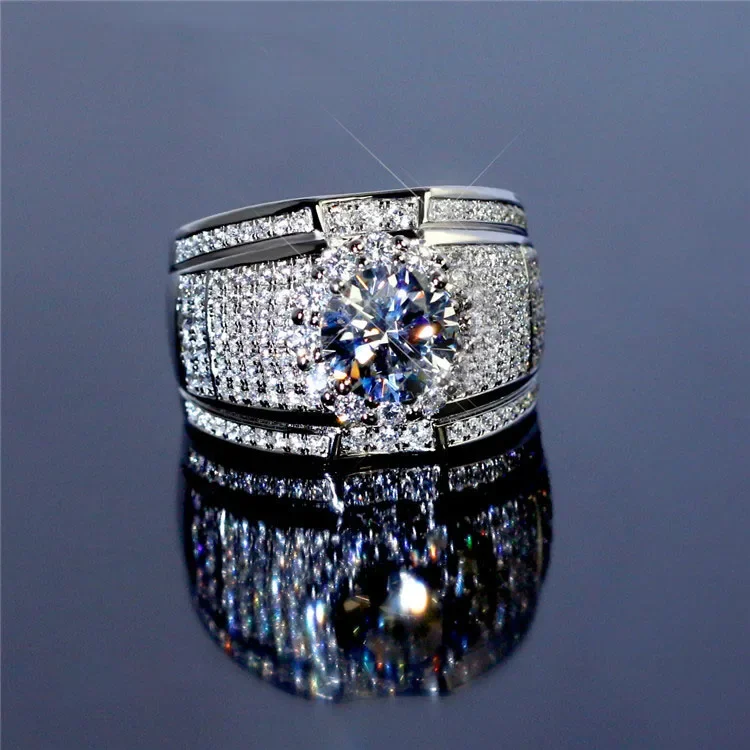 Fashion female Rings  925 Sterling Silver White Zircon Stone Finger Ring for Women&Men Wedding Band Party jewelry Accessories