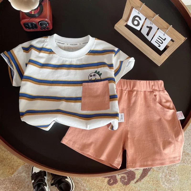 

New Summer Baby Girl Clothes Children Boys Striped T-Shirt Shorts 2Pcs/Set Toddler Casual Costume Infant Clothing Kids Tracksuit