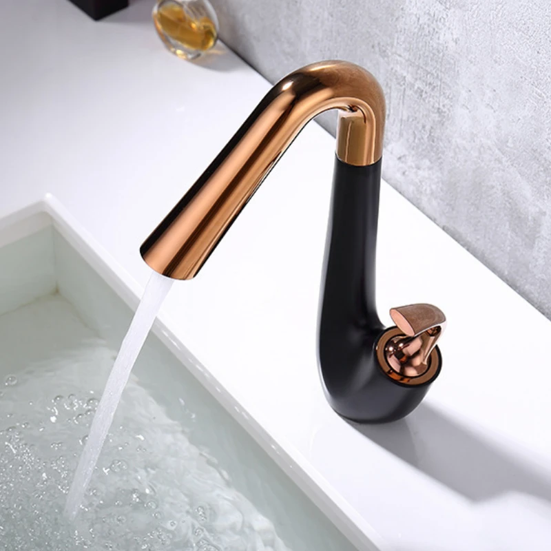 Elegant Bathroom Basin Faucet Hot and Cold Mixer Tap Basin Single Hole Faucet