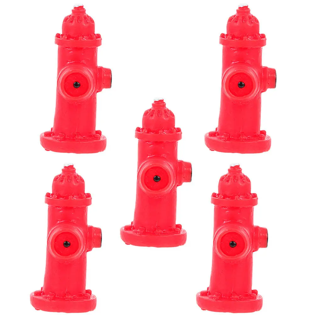 5Pcs Resin Fire Hydrant Decor Small Traffic Signs Micro Landscaping Sand Table Adornment Simulated Fire Hydrant Statue