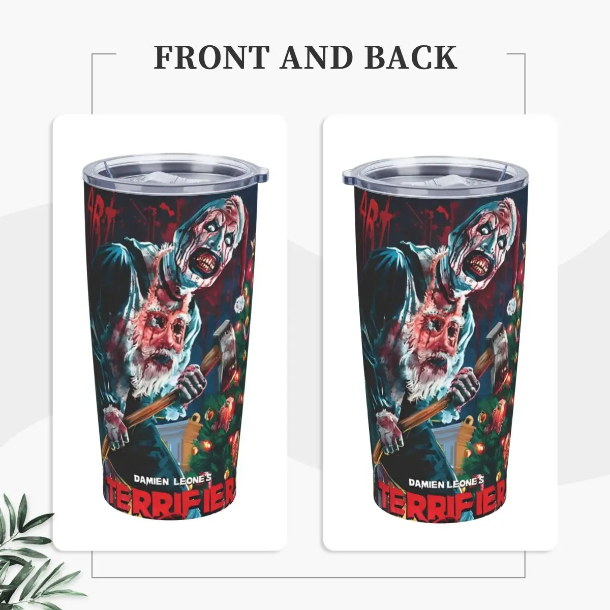 Christmas Terrifier 3 Insulated Tumbler with Lid Stainless Steel Coffee Mugs Office Home Hot Cold Drinks Cup 20oz