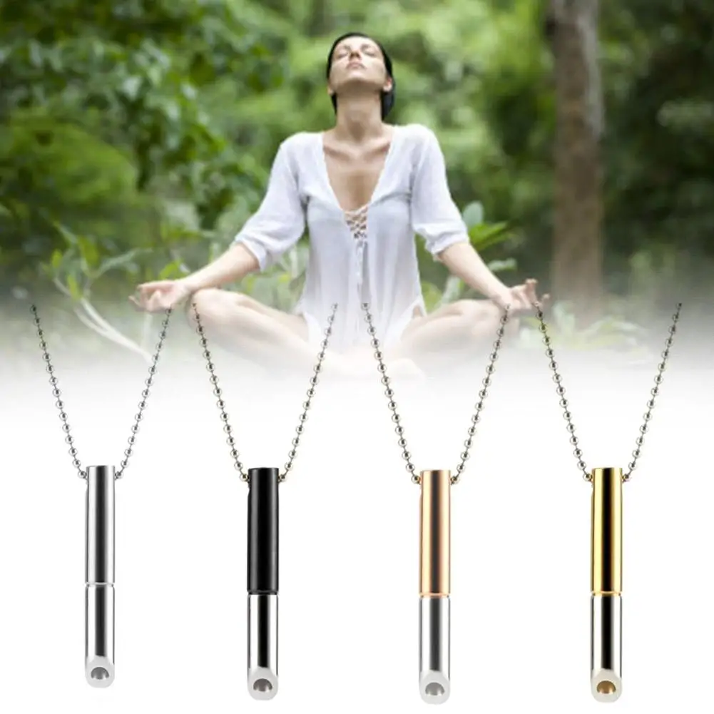 Stainless Steel Anxiety Breathing Necklace For Women Men Stress Relief Meditation Necklaces Yoga Ritual Panic Attack Relief N1i6