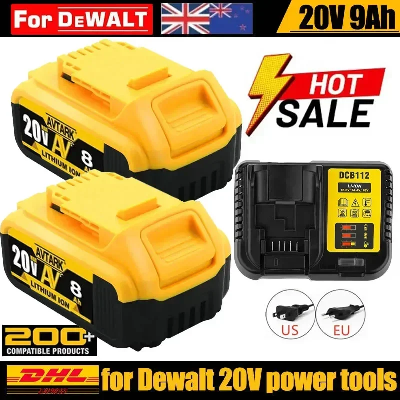 20V 6Ah battery for DEWALT screwdriver for dewalt dcf850 dcf887 dcf922 DCB182 DCB205-2 DCB206-2 power tool battery & charger