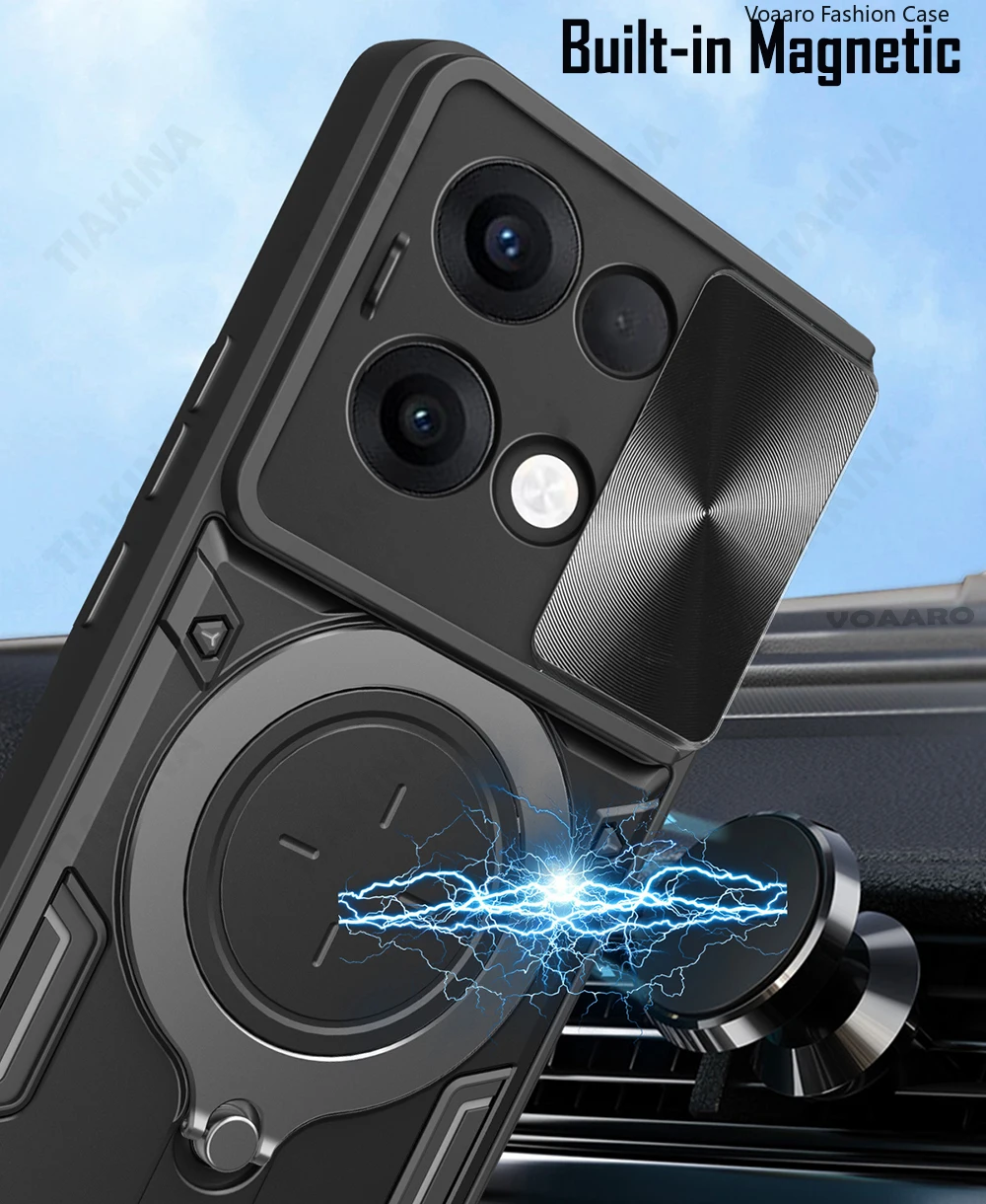 كاميرا بعدسة منزلق حماية درع Funda لهاتف OPPO F31 5G A6 Pro 4G حافظة عالمية لهاتف OPPO A6 5G حافظة صينية غطاء حامل حلقي مغناطيسي
