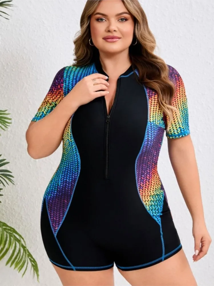 

Купальник-бикини One Piece Plus Size с высокой талией для женщин, пуш-ап, большие размеры, летний, с эффектом утяжки живота, комплекты бикини больших размеров