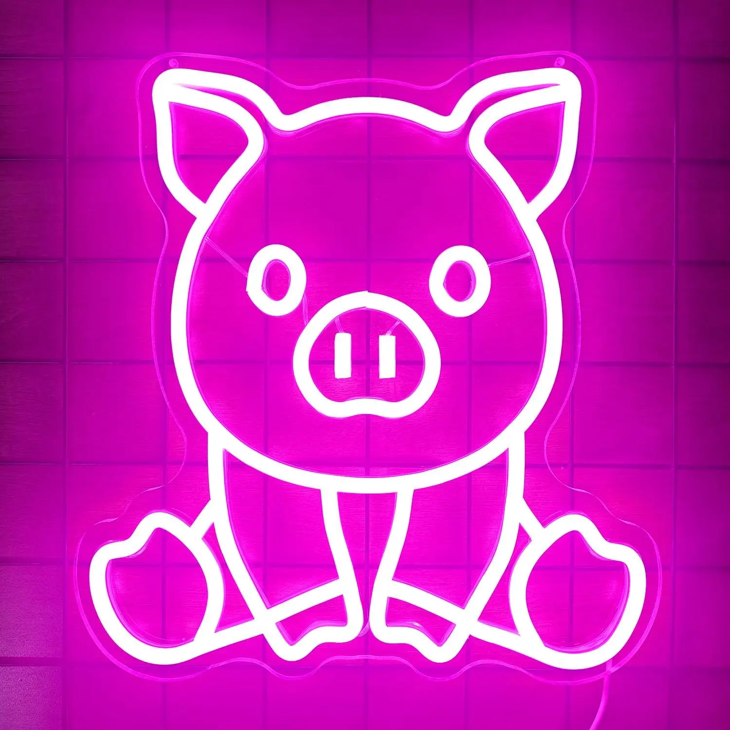 Cute Pig LED Neon Sign USB Neon Light for Kids Bedroom Pet Shop Nursery Animal Themed Party Wall Decor Birthday Gift Night Lamp