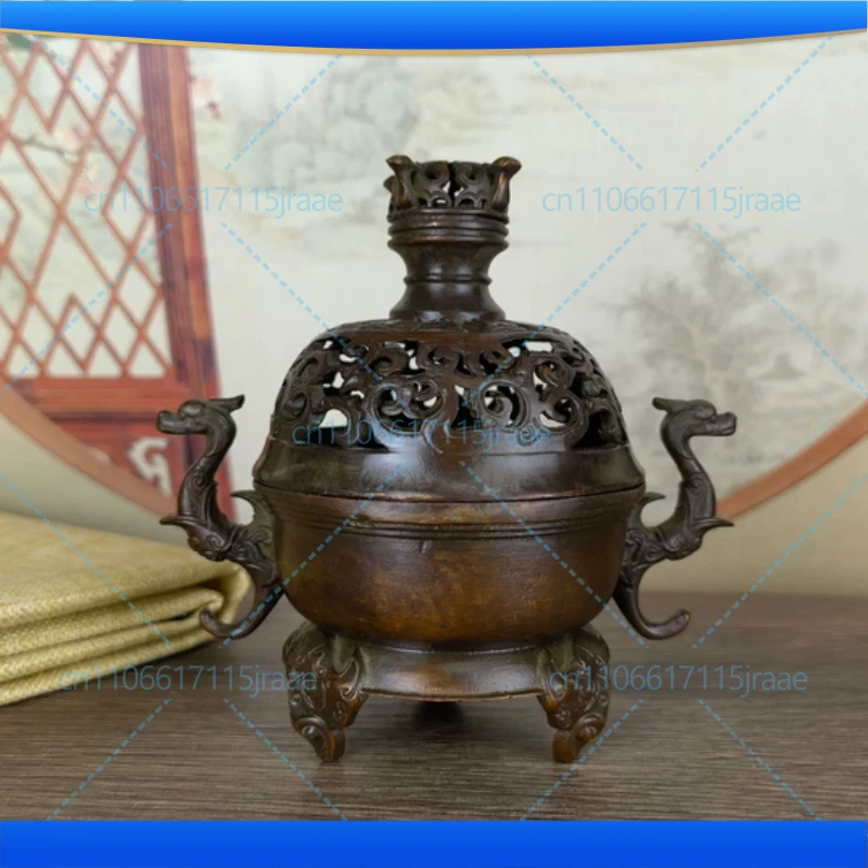 Collection Archaize Copper Censer Double Pixiu Incense Burner Crafts