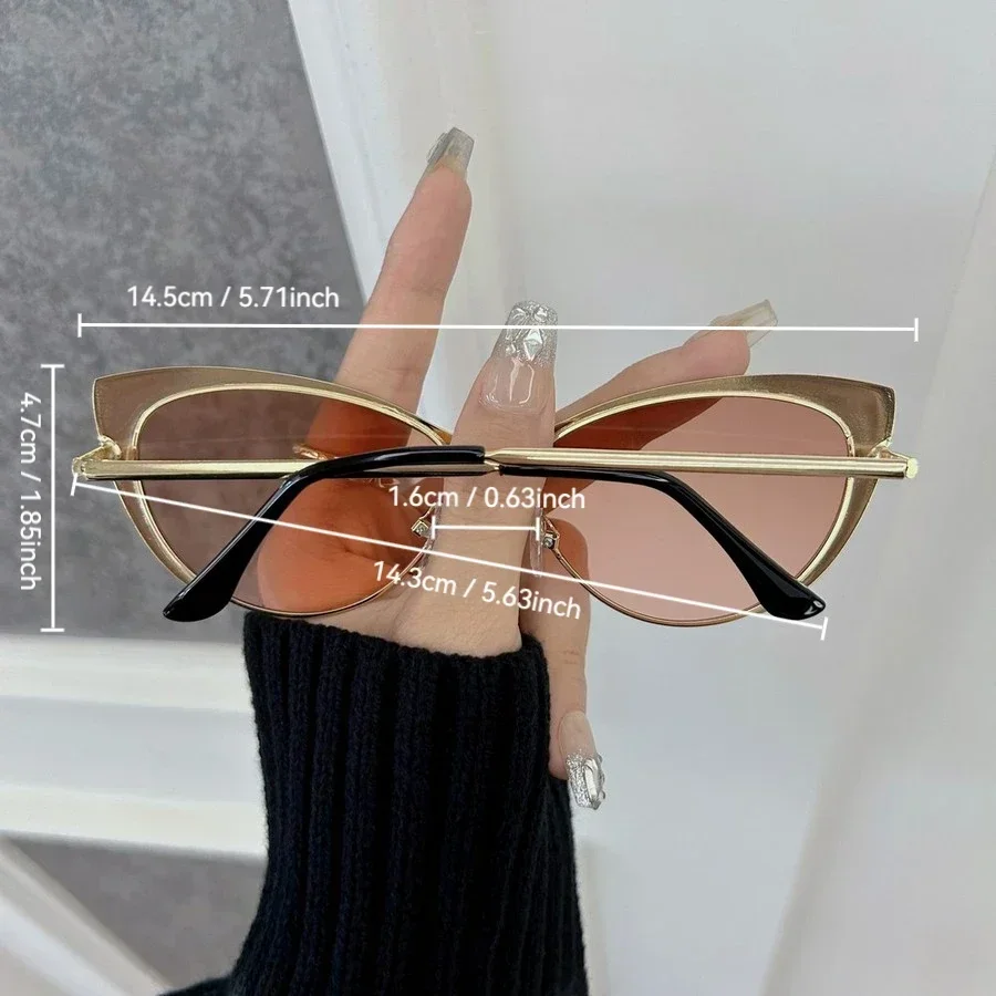 عادية القط العين مصمم النظارات الشمسية النساء الرجال إطار معدني نظارات شمسية فاخرة الإناث الذكور العلامة التجارية موضة Oculos دي سول #5