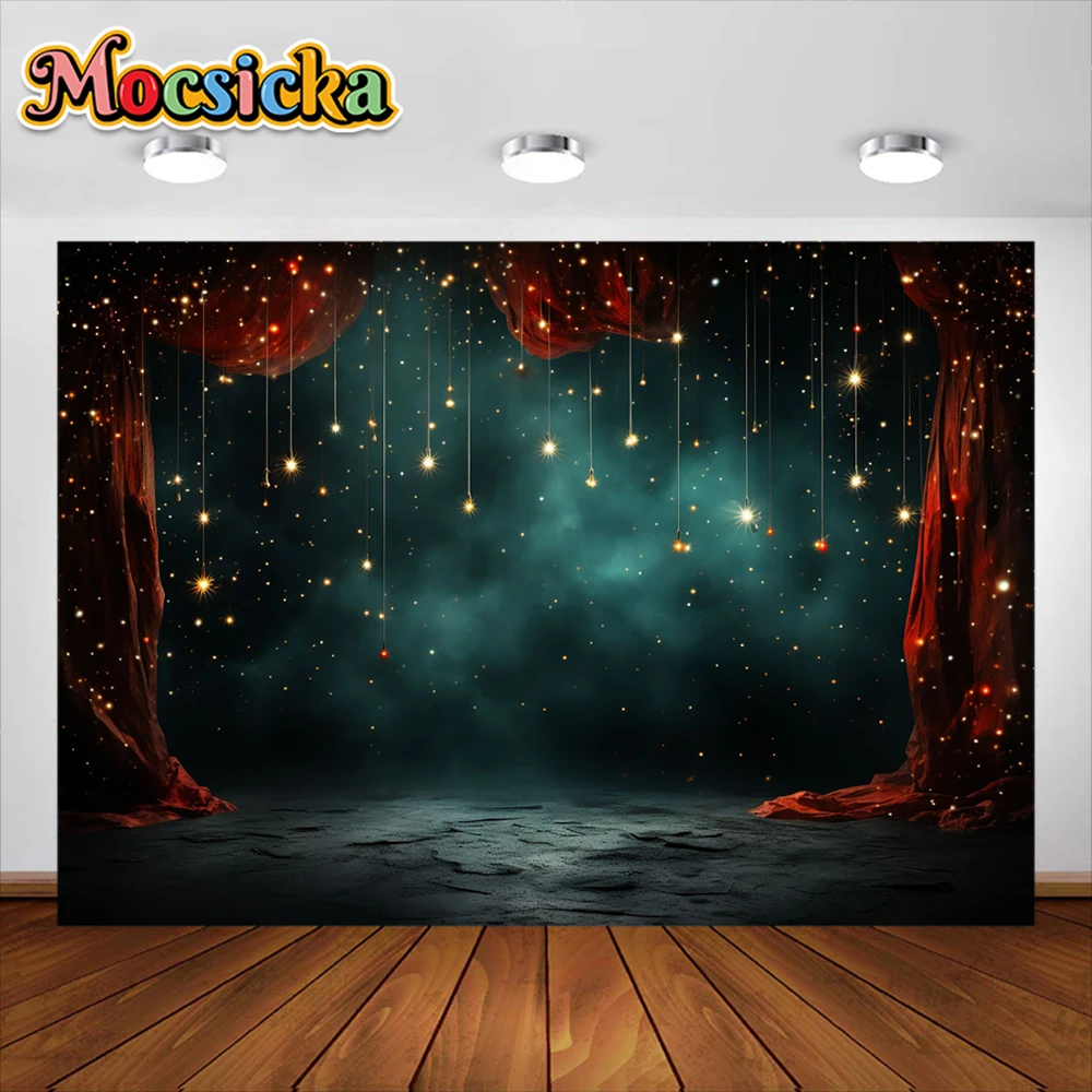 Mocsicka Space Planets Night Starry Sky Photography Background Moon Milky Way Star Baby Birthday Backdrop Photo Studio Props